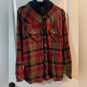 Plus size flannel hoodie